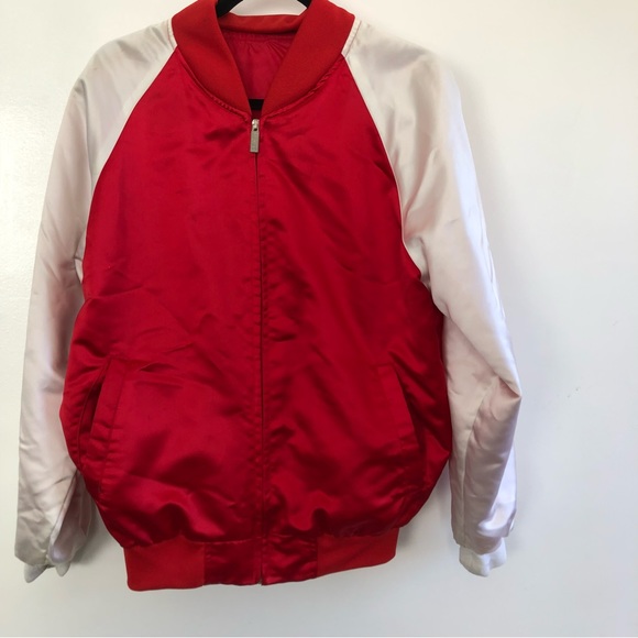 Vintage Korea Satin Bomber Dragon Jacket Embroidery Red Zip Up about mens small - Picture 2 of 8